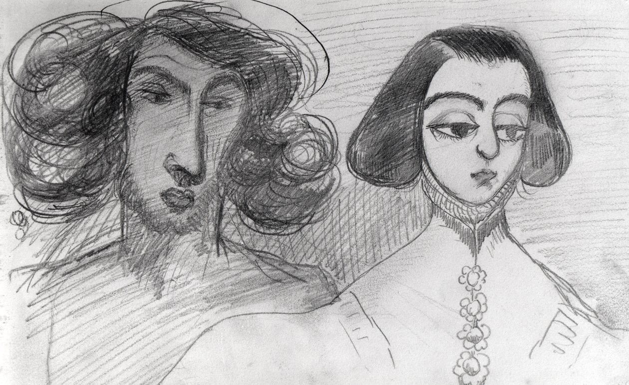 Autoritratto con George Sand (1804-76) da Alfred de Musset