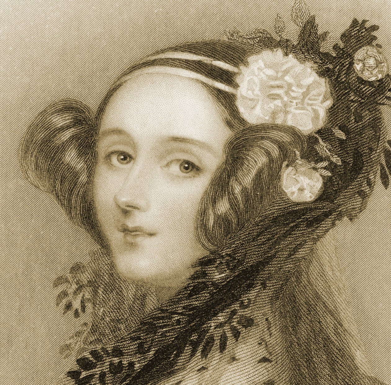 Ritratto seppia di Augusta Ada King (1815 - 1852), Contessa di Lovelace da Alfred Edward Chalon