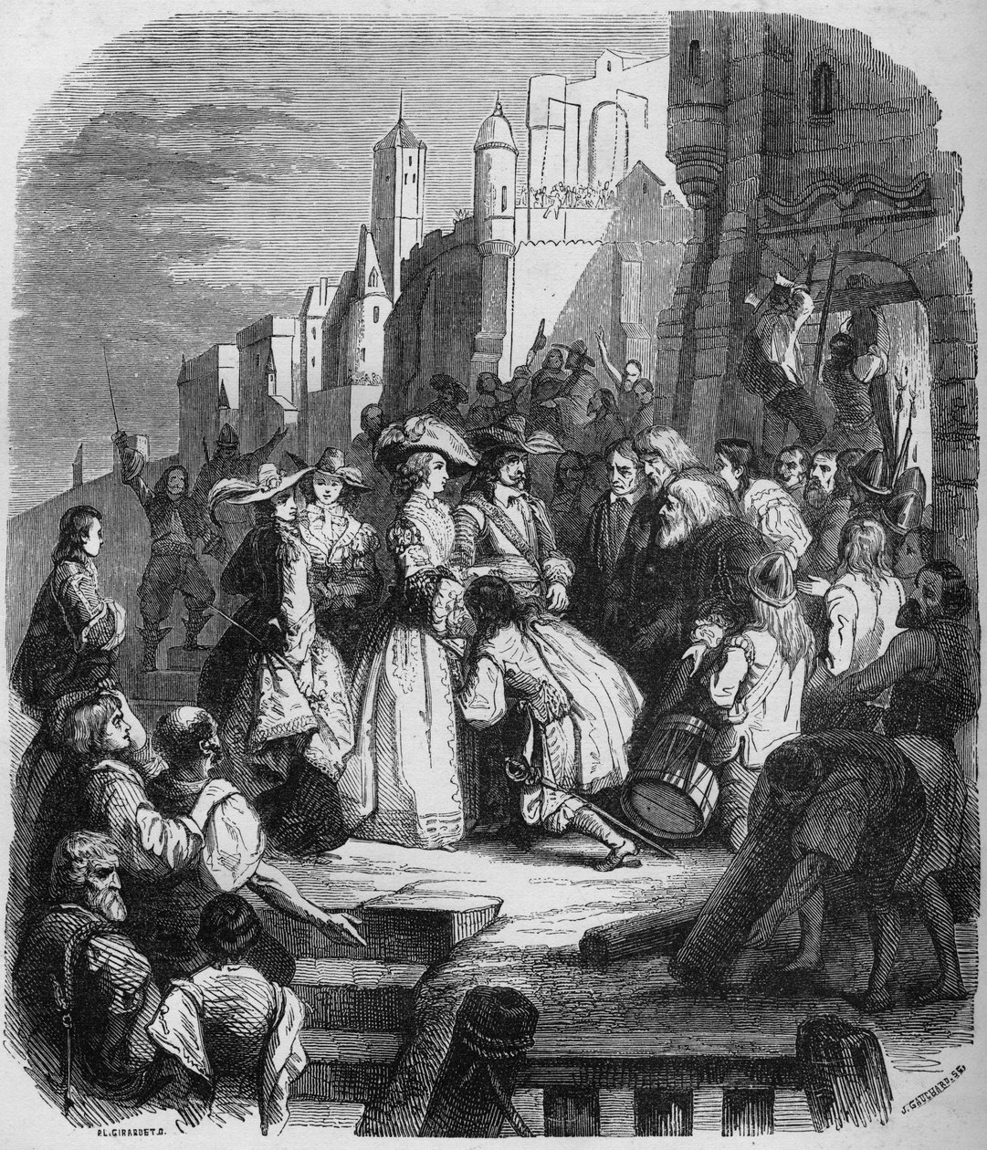 Mademoiselle de Montpensier entrò a Orléans durante la Fronda il 27 marzo 1652. Incisione dal dipinto di Alfred Johannot da Alfred (after) Johannot