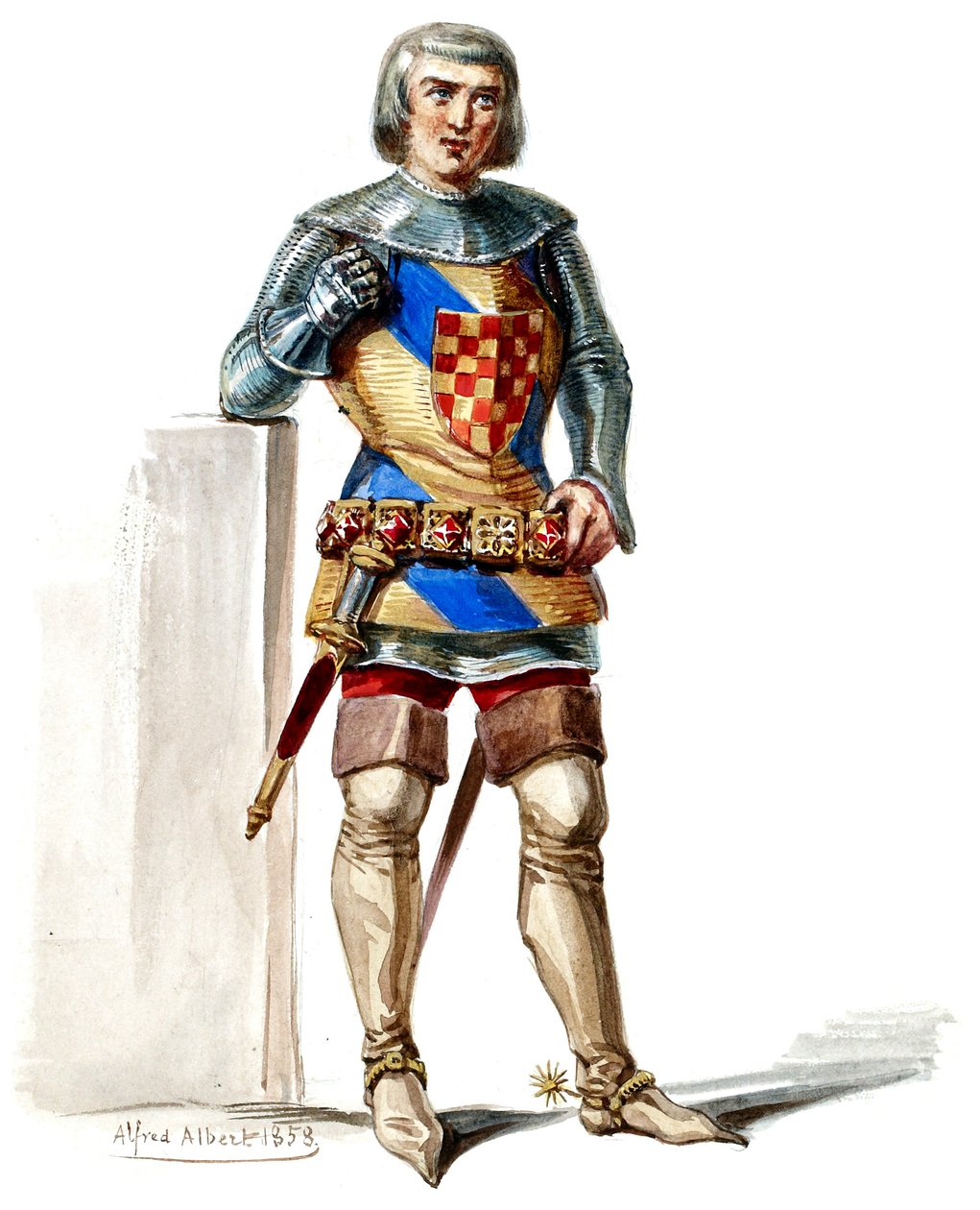 Halévy - La magicienne - modelli in costume di Alfred Albert - 16. Comte de Poitou, 1° costume, M. Belval (ritoccato) da Alfred Albert