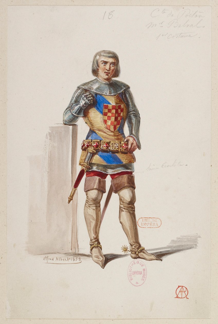 Halévy - La magicienne - modelli di costume di Alfred Albert - 16. Comte de Poitou, 1° costume, M. Belval da Alfred Albert