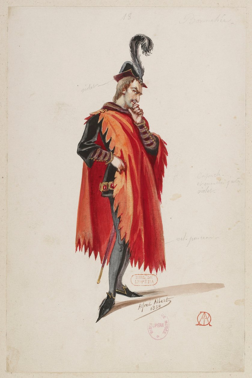 Halévy - La magicienne - modelli di costume di Alfred Albert - 18. (Stello de Nici), M. Bonnehée da Alfred Albert