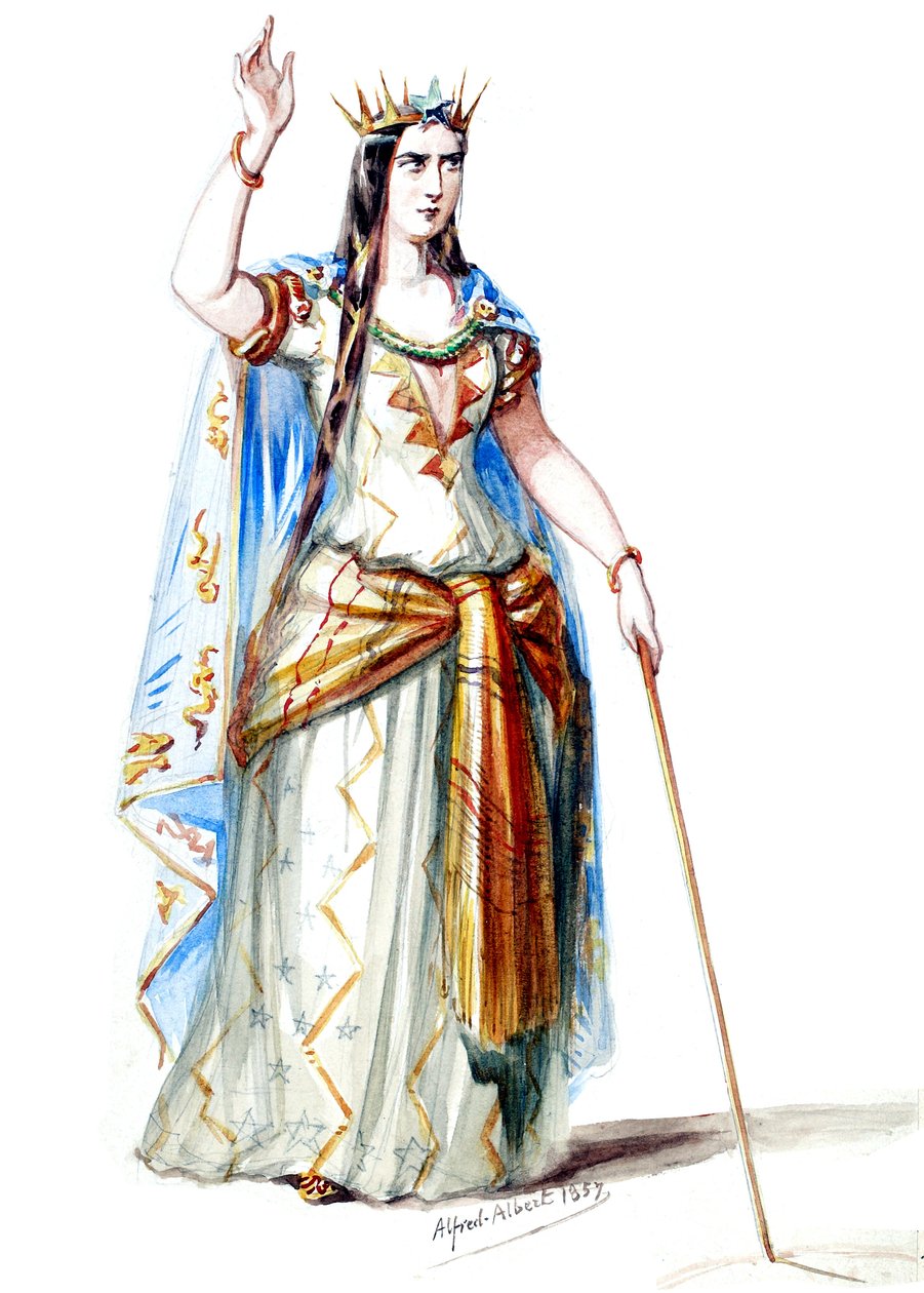 Halévy - La magicienne - modelli di costume di Alfred Albert - 19. Mélusine, contessa di Lusignano, 1° costume (ritoccato) da Alfred Albert