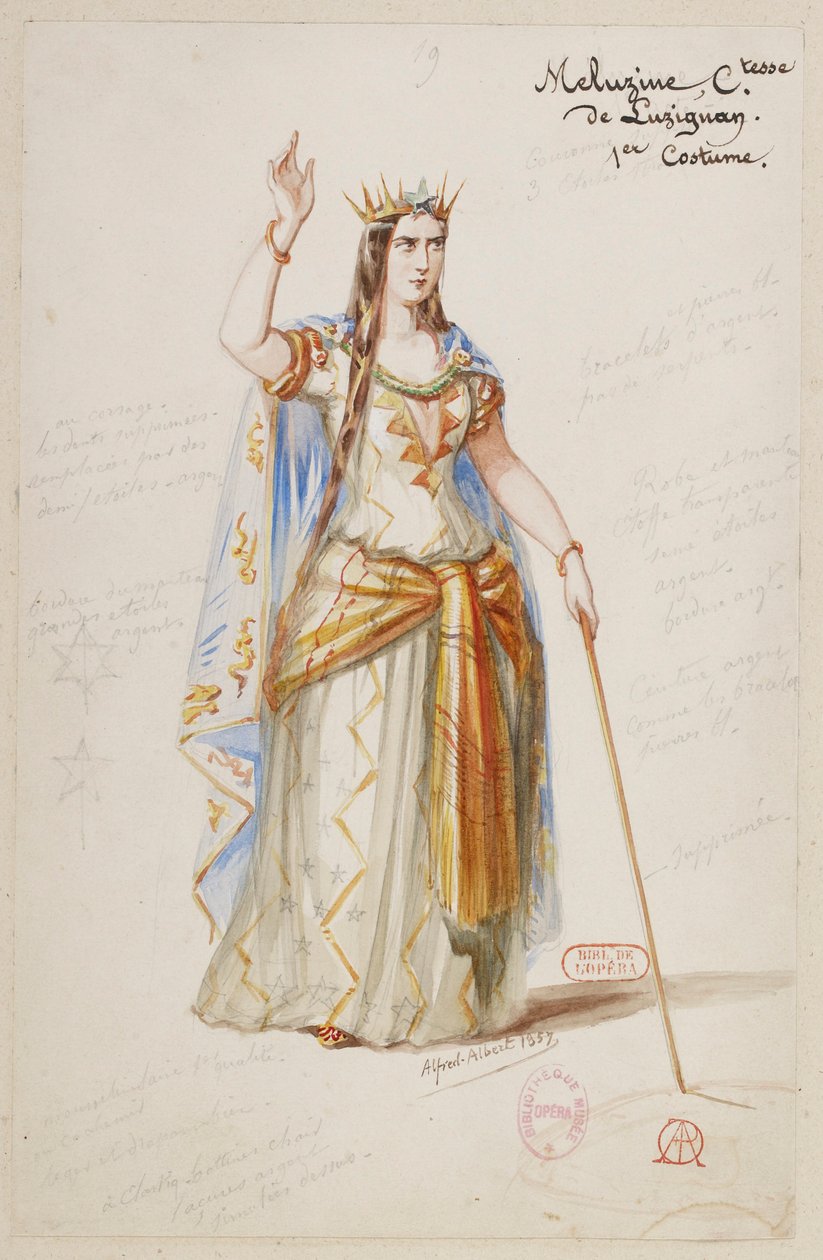 Halévy - La magicienne - modelli di costume di Alfred Albert - 19. Mélusine, contessa di Lusignano, 1° costume da Alfred Albert