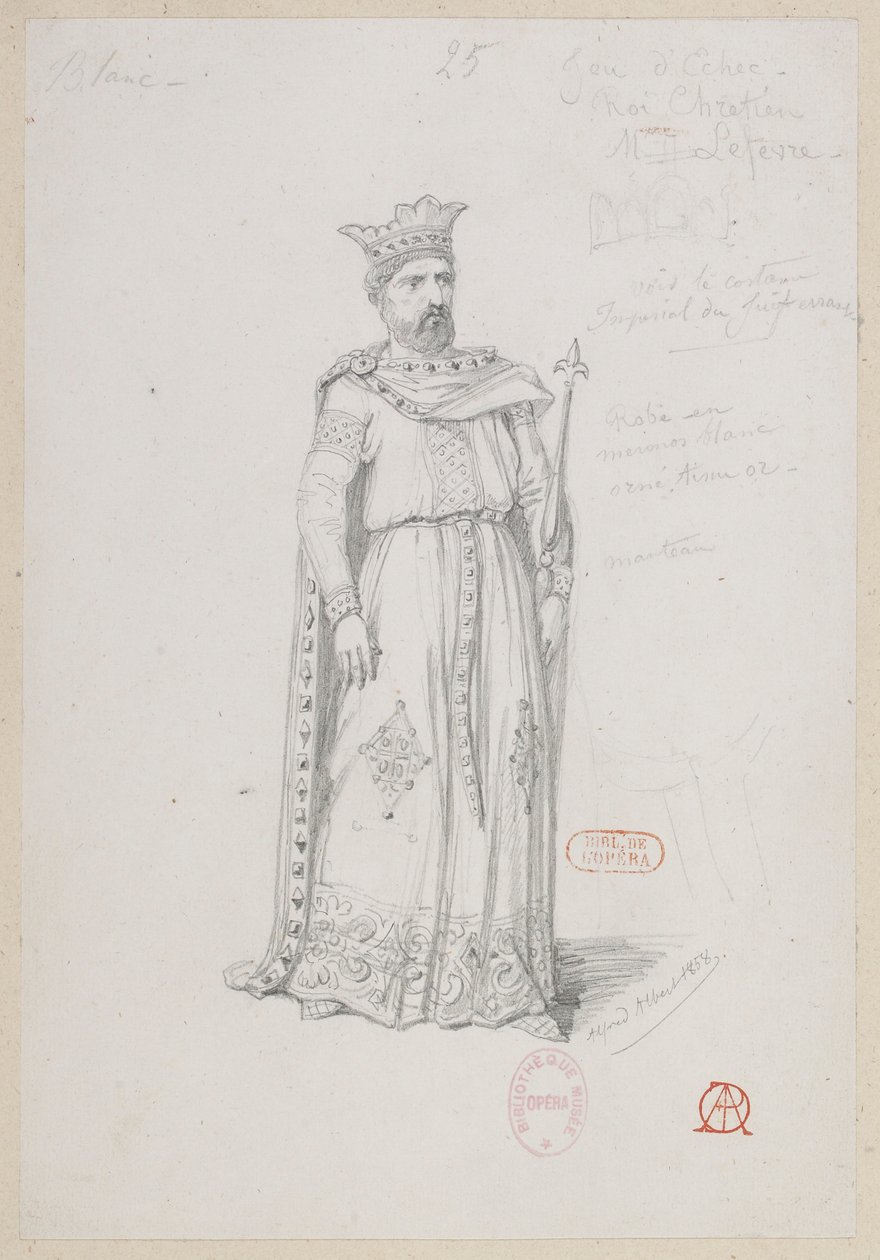 Halévy - La magicienne - modelli in costume di Alfred Albert - 25. Partita a scacchi, re cristiano, M. Lefèvre da Alfred Albert