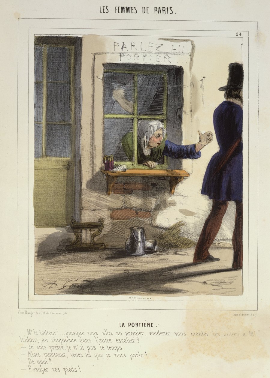 Il Portinaio, da Les Femmes de Paris, 1841-42 da Alfred Andre Geniole
