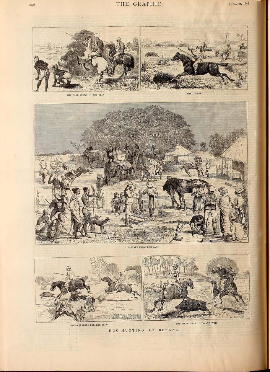Caccia al maiale in Bengala da Alfred Chantrey Corbould