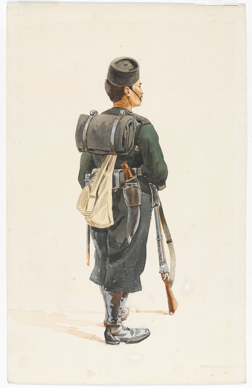 Fuciliere del 4° Reggimento Gurkha in ordine di marcia, 1890 da Alfred Crowdy Lovett
