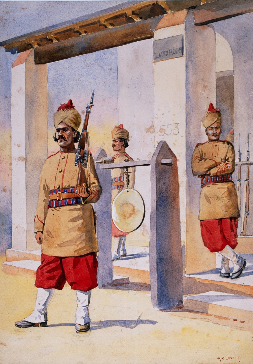 Soldati del 124° Fanteria del Baluchistan della Duchessa di Connaught, illustrazione per 