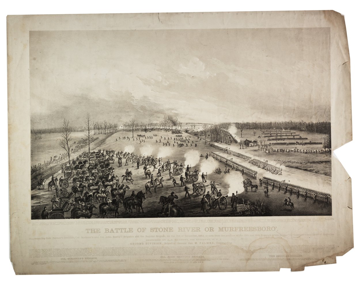 La battaglia per Stone River o Murfreesboro, 1863 da Alfred E. Mathews