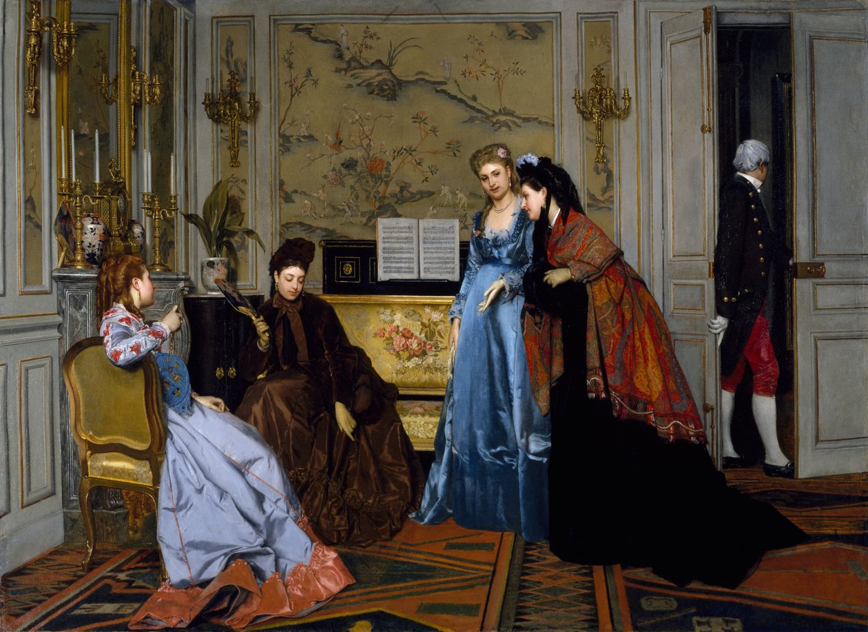 Figure Eleganti in un Salone da Alfred Emile Stevens
