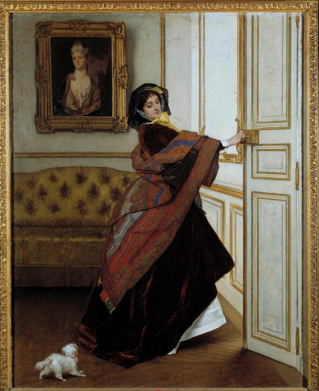 La signora con il cagnolino da Alfred Emile Stevens