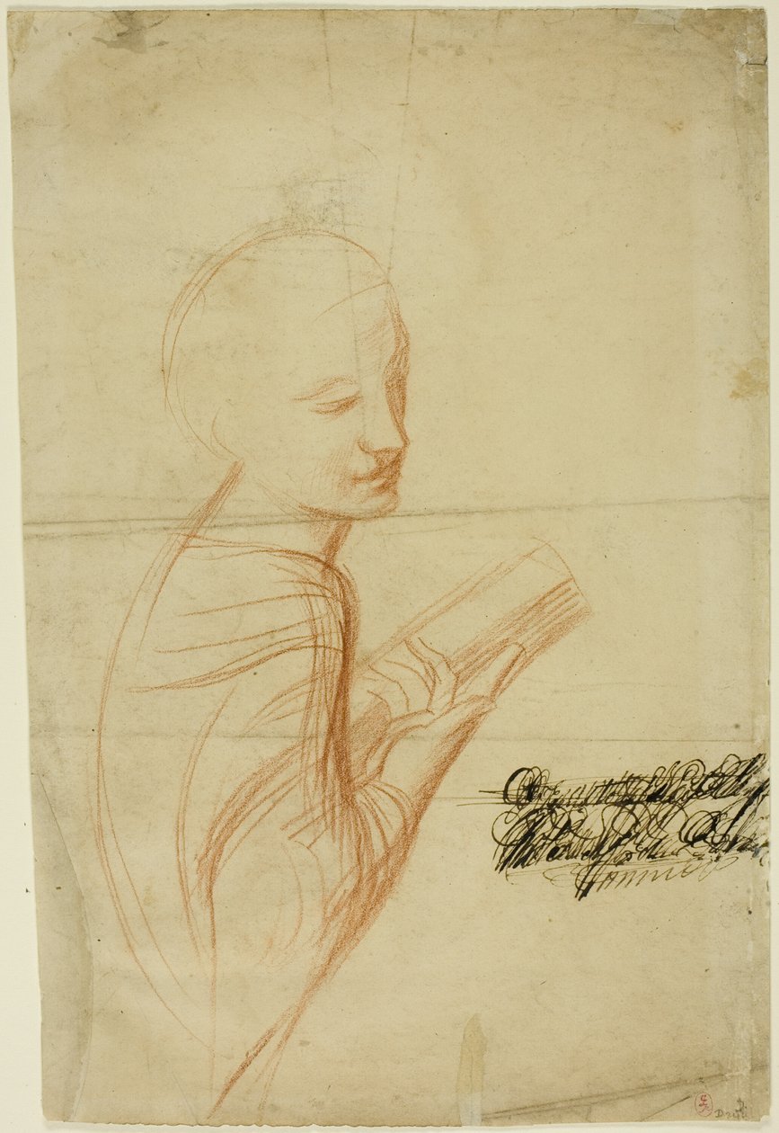 Donna con libro (recto); schizzi di figura maschile (verso) da Alfred George Stevens