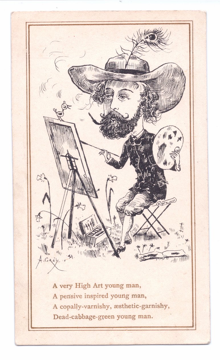 Cartolina Vittoriana di un artista estetico che dipinge un quadro, c.1881 da Alfred Gray