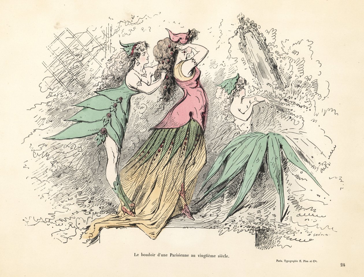 Caricatura di una camera da letto parigina nel XX secolo da Alfred Grevin