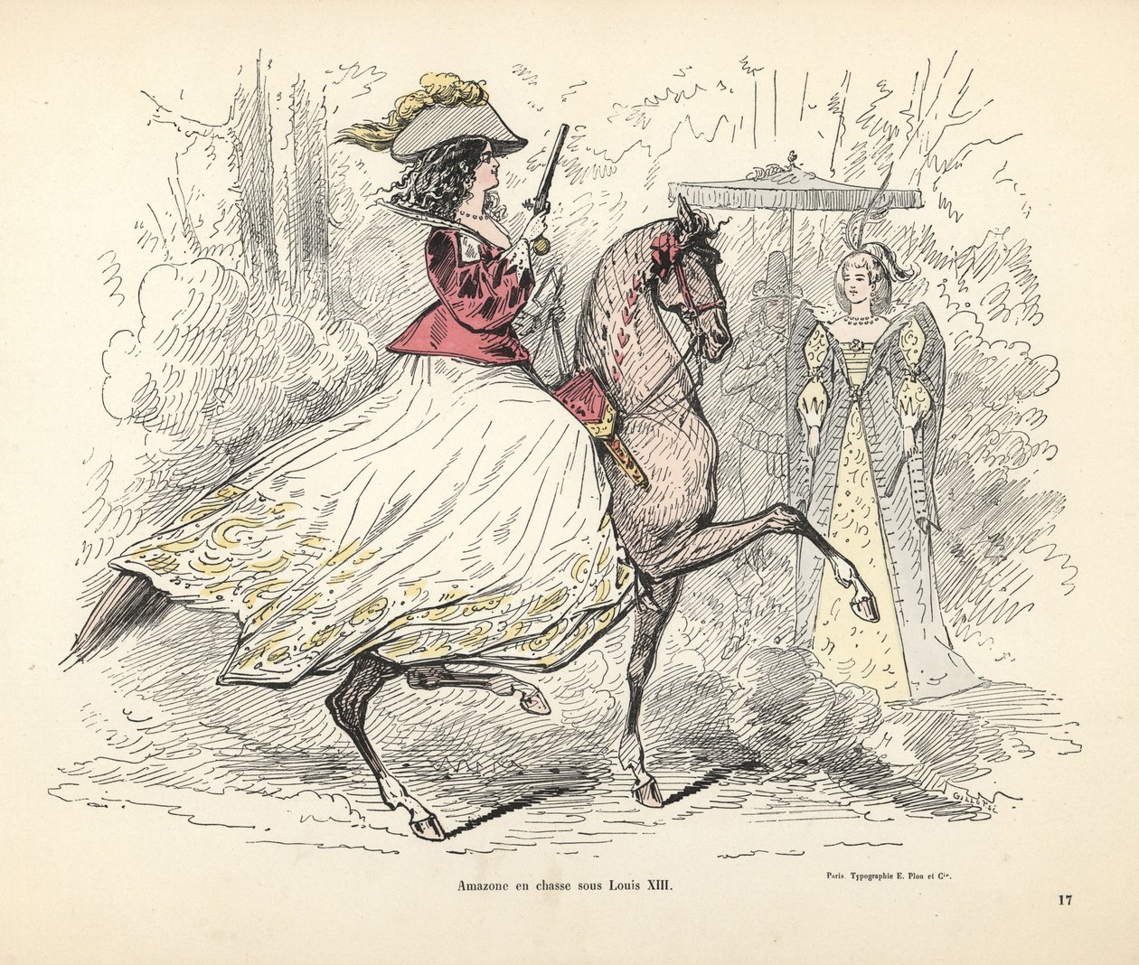 Costume da caccia per una donna, era di Re Luigi XIII di Francia da Alfred Grevin