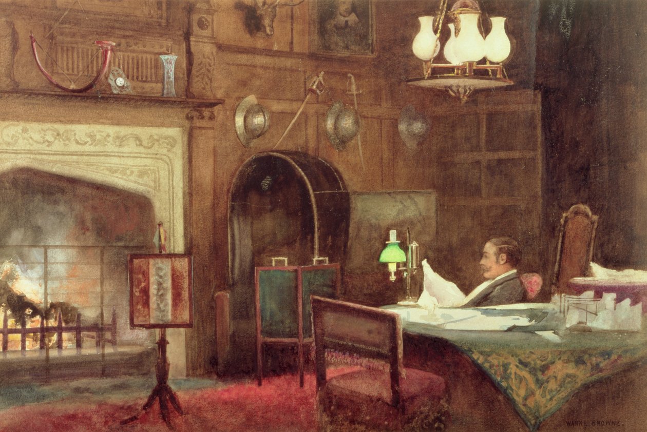Interno di una sala pannellata da Alfred J. Warne Brown