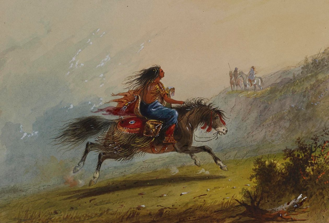 Una ragazza indiana (Sioux) a cavallo da Alfred Jacob Miller