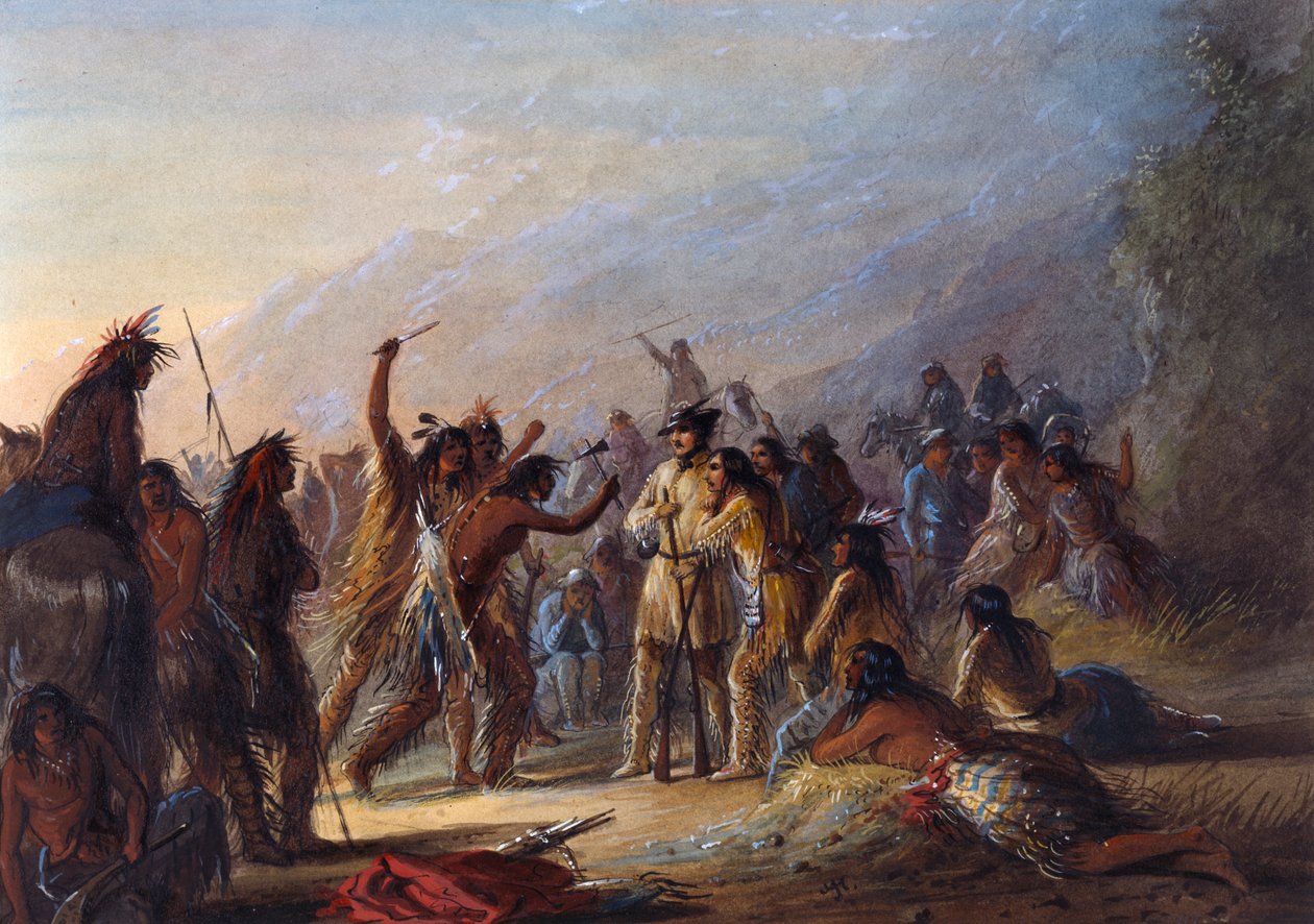 Attacco degli Indiani Crow da Alfred Jacob Miller