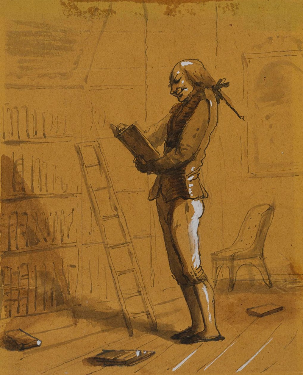 Bibliofilo con un «Elzivir» in mano! da Alfred Jacob Miller
