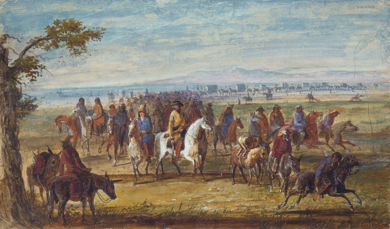 Carovana: Sir William Stewart a cavallo bianco, c.1837 da Alfred Jacob Miller
