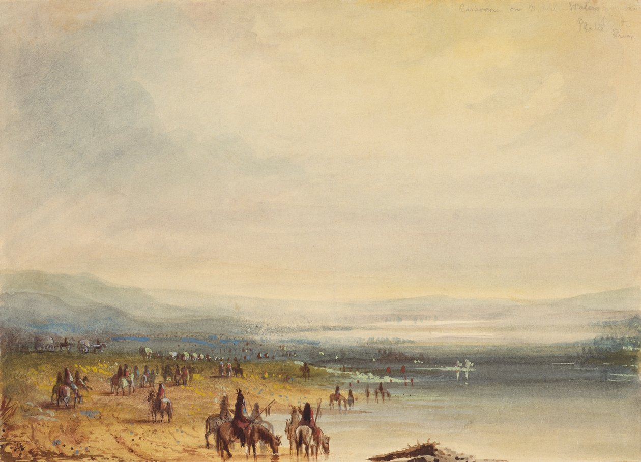 Carovana sul fiume Platte, c.1837 da Alfred Jacob Miller