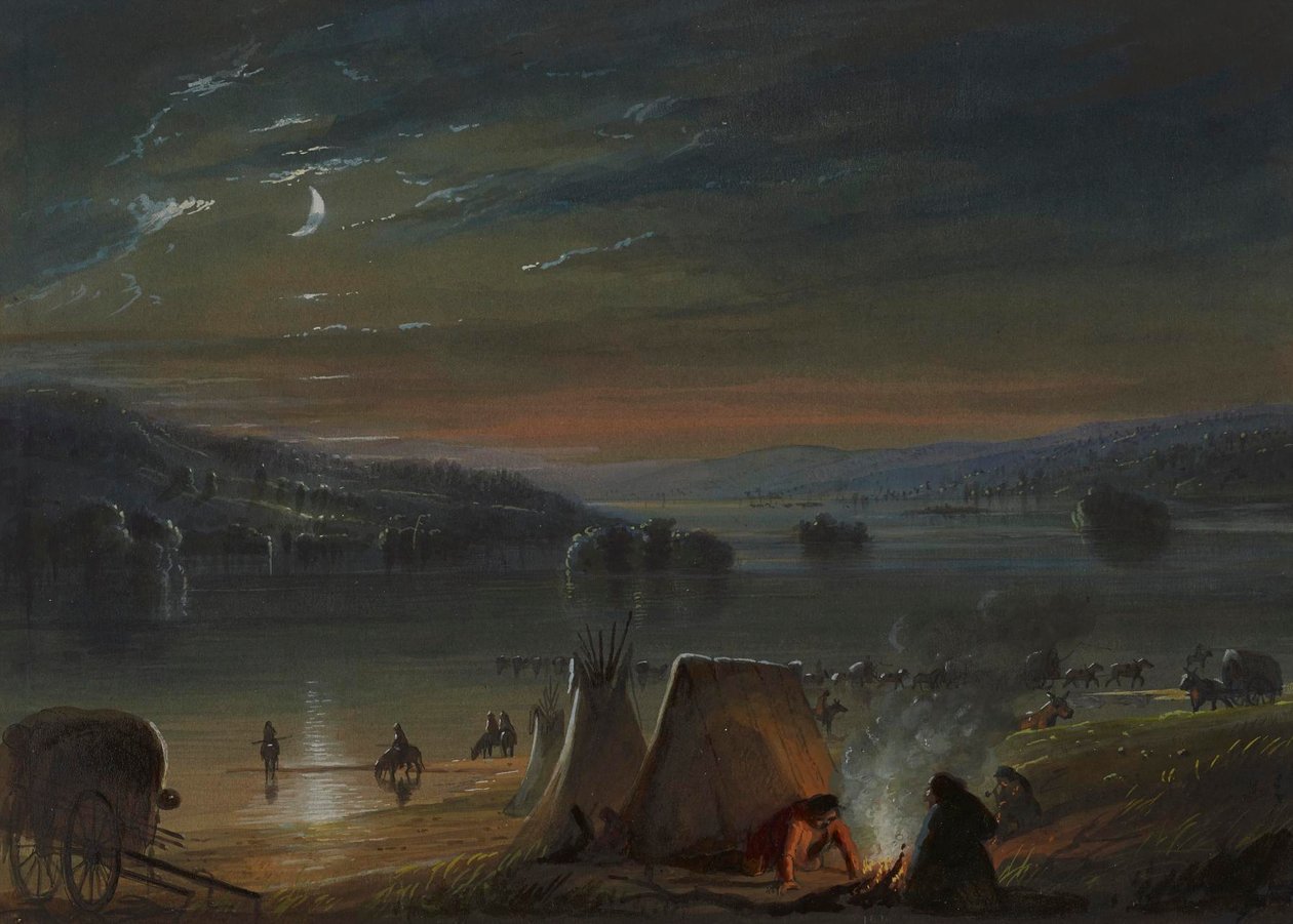 Attraversamento del fiume: chiaro di luna da Alfred Jacob Miller