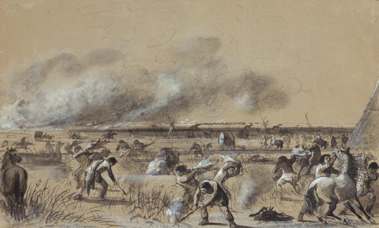 Incendio nella prateria, accensione del campo, c.1837 da Alfred Jacob Miller