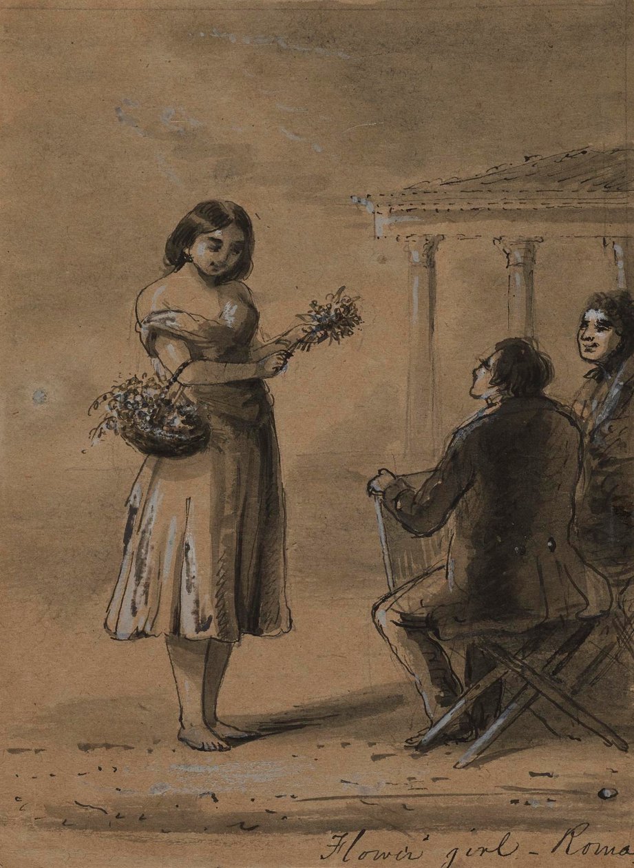 Ragazza che vende fiori da Alfred Jacob Miller