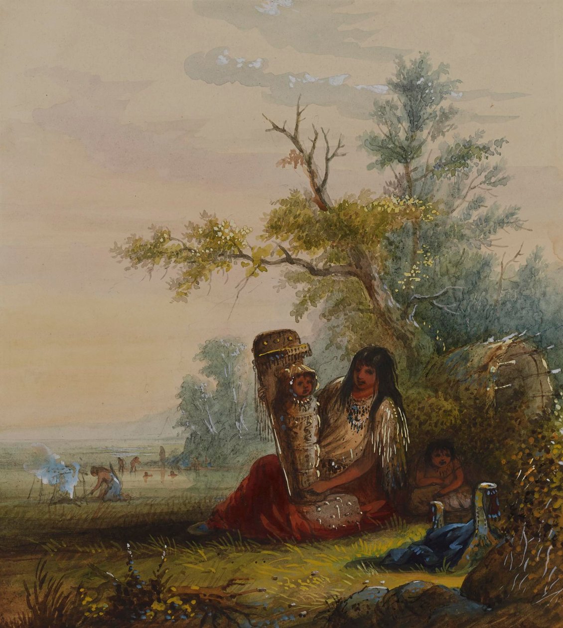 Gruppo di madre indiana e bambini da Alfred Jacob Miller