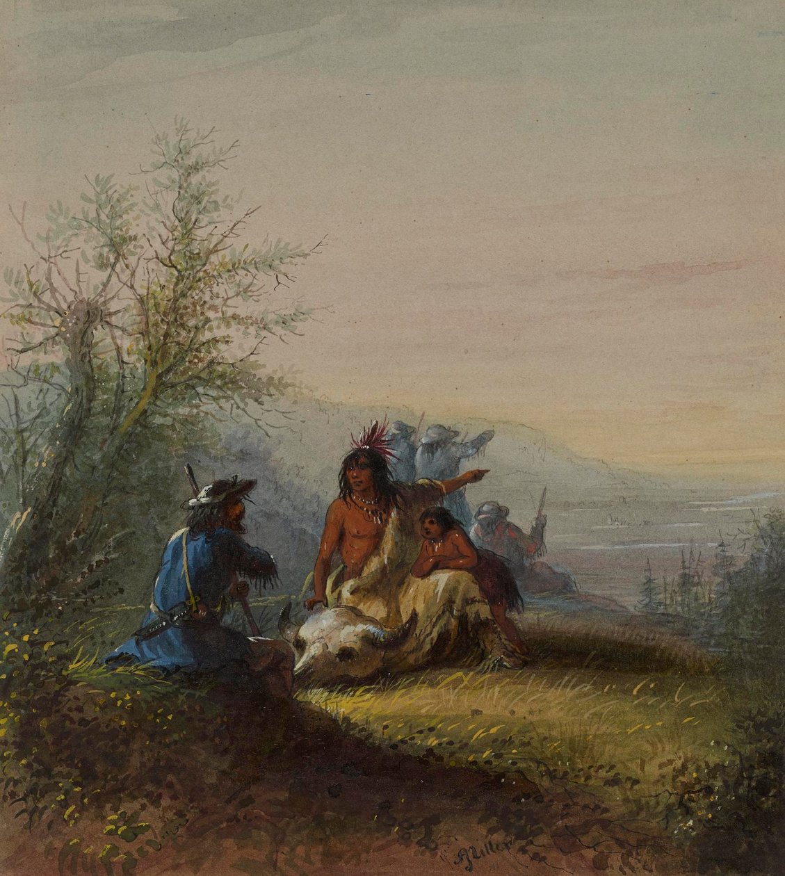 Gruppo di un montanaro e di un indiano del Kansas da Alfred Jacob Miller