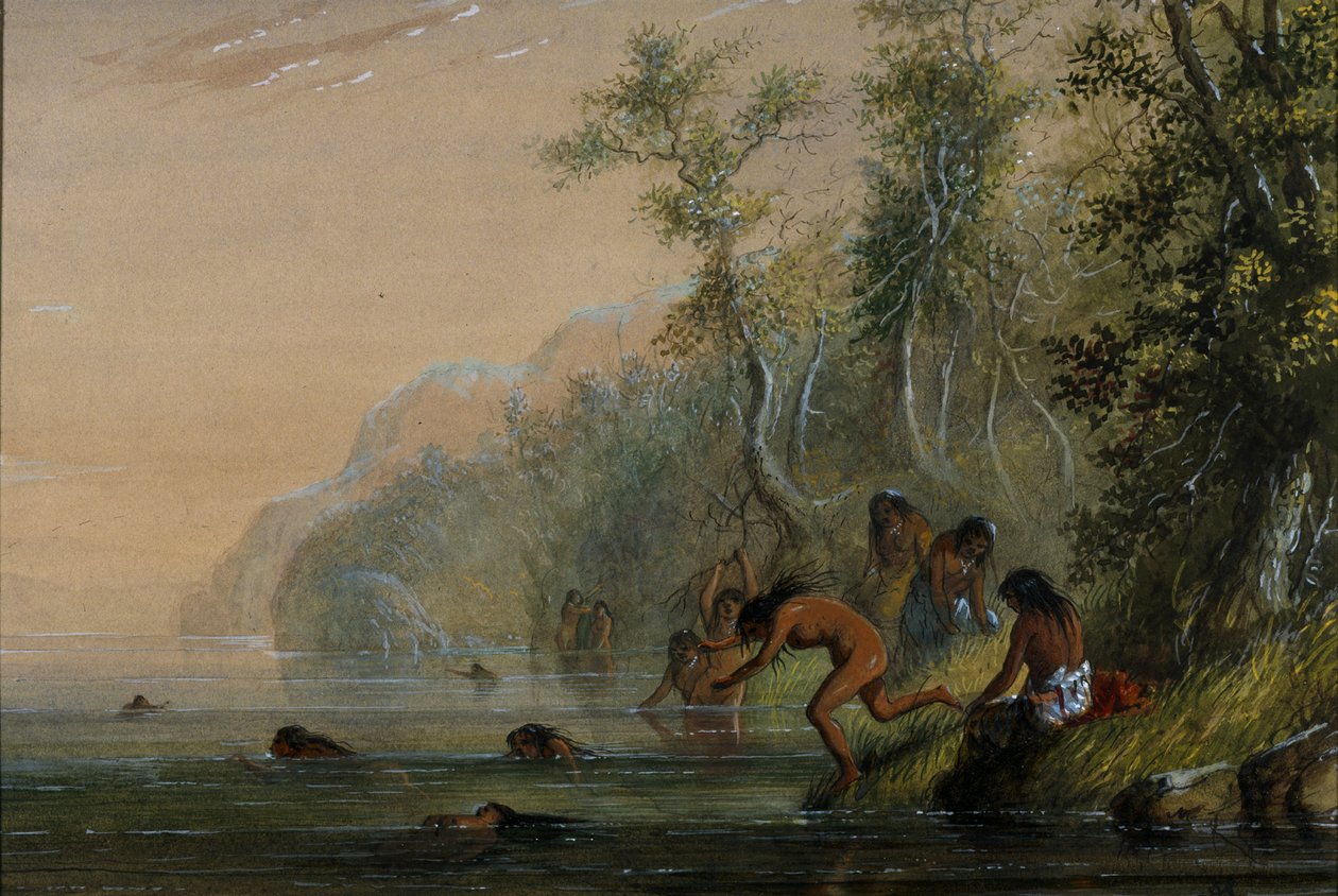 Donne indiane: nuoto da Alfred Jacob Miller