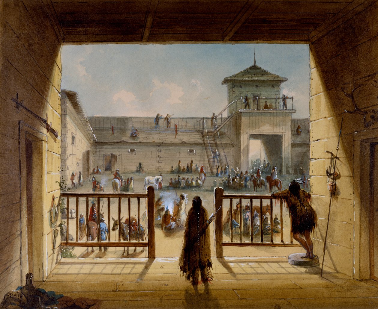 Interno di Fort Laramie da Alfred Jacob Miller