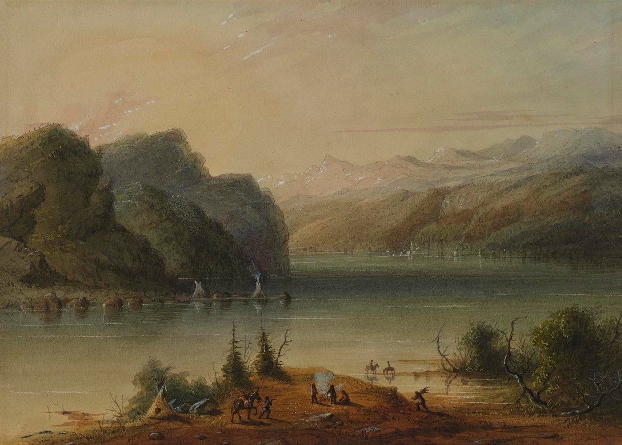 Scena lacustre - Monti Wind River da Alfred Jacob Miller