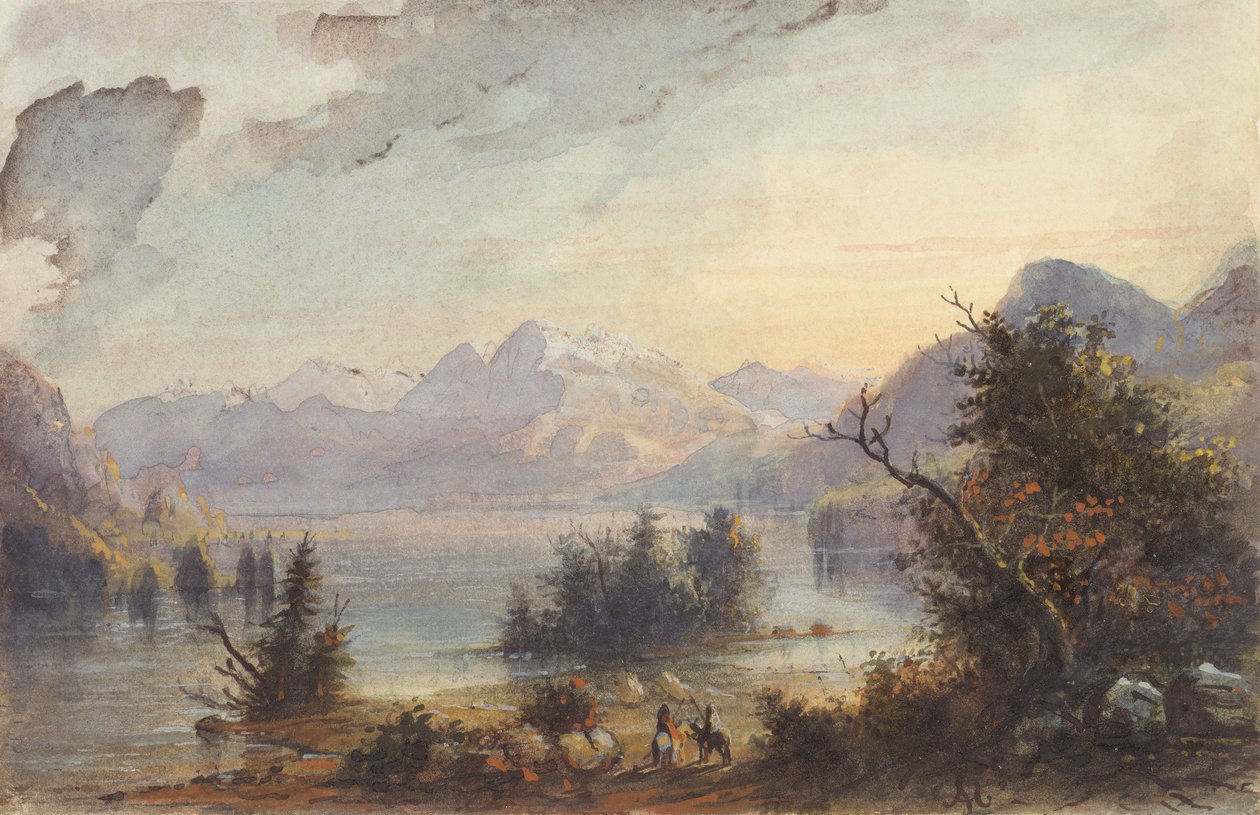 Scena del lago, Montagne Rocciose, c.1837 da Alfred Jacob Miller