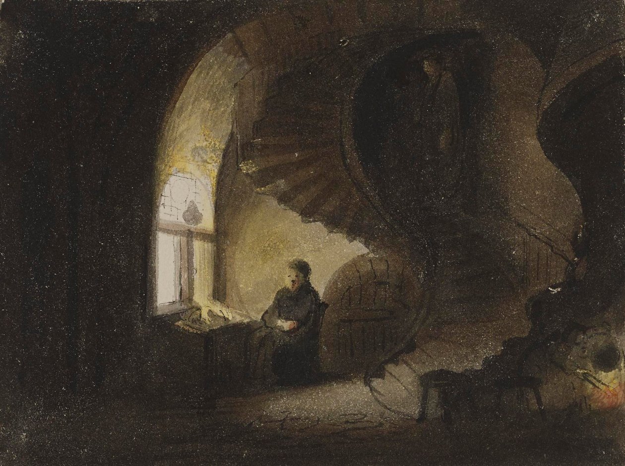 Uomo seduto presso una finestra da Alfred Jacob Miller