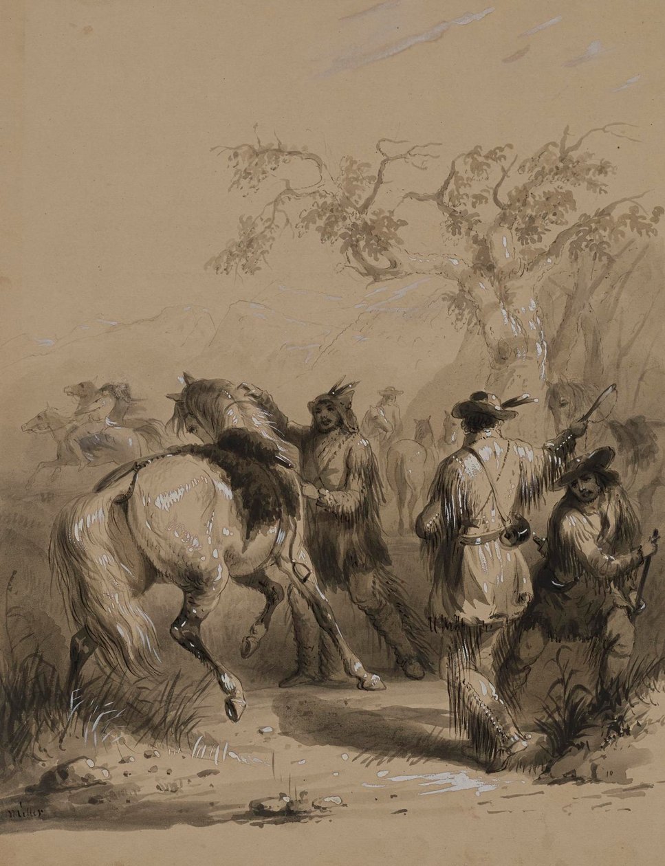 Prepararsi alla caccia al bufalo da Alfred Jacob Miller