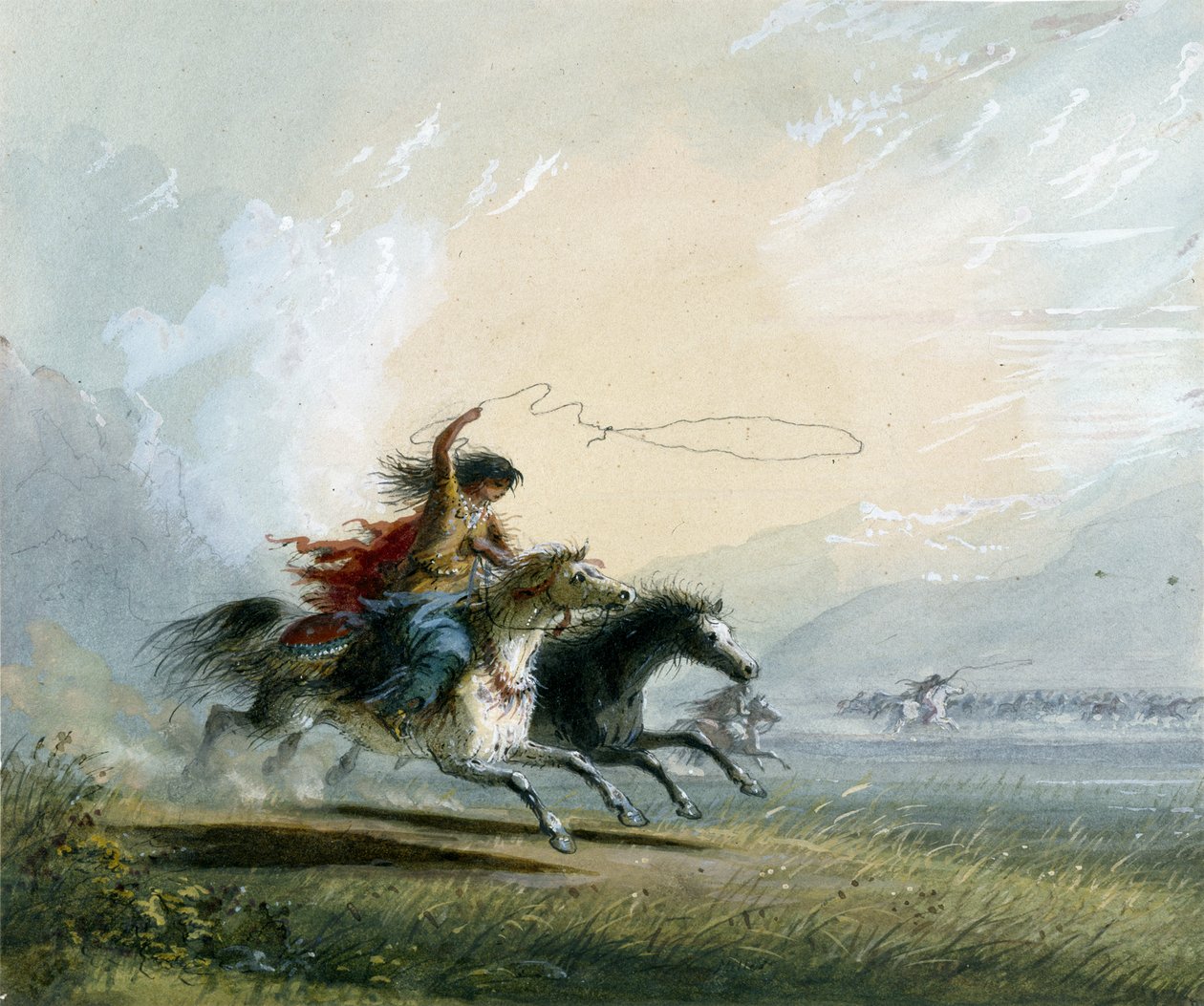 Donna Shoshone - La cattura di un cavallo da Alfred Jacob Miller