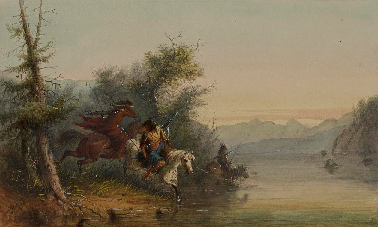 Gli indiani Snake: attraversare un fiume a guado da Alfred Jacob Miller