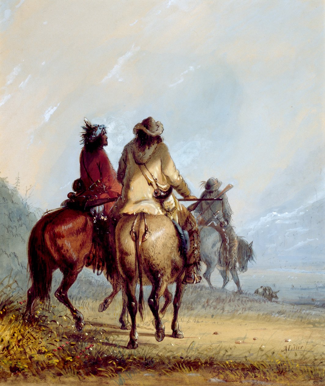 Trapper in partenza per la caccia al castoro da Alfred Jacob Miller