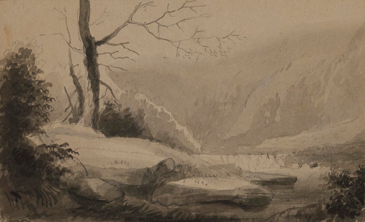 Veduta di un ruscello e delle montagne da Alfred Jacob Miller