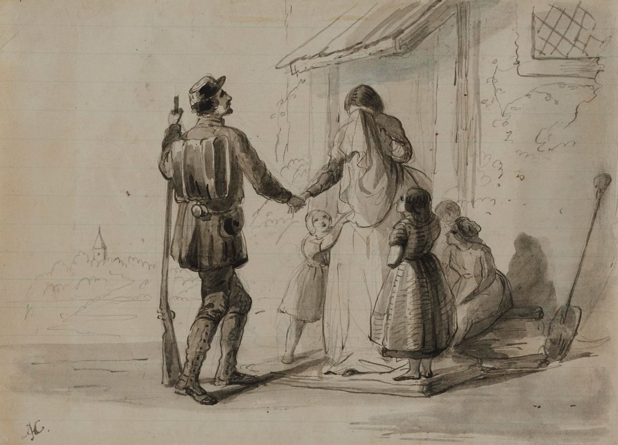 Guerra. Partenza per il fronte da Alfred Jacob Miller