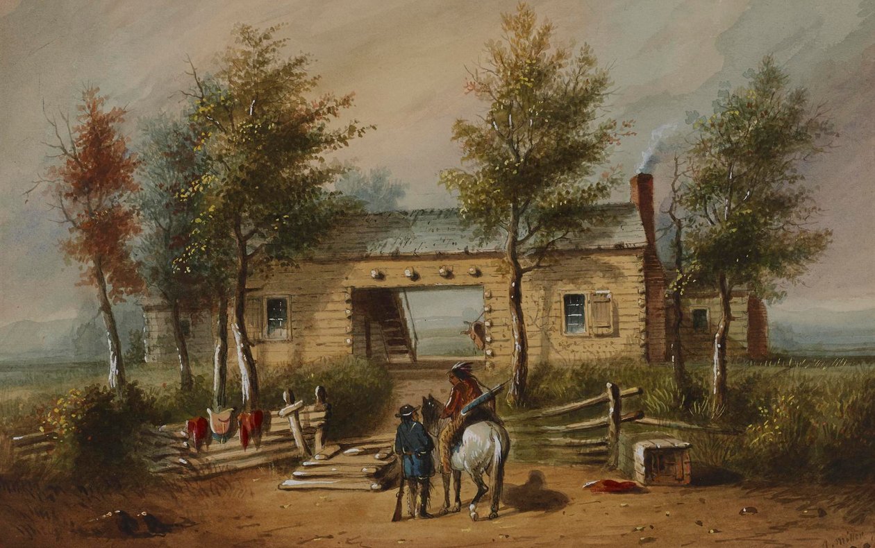 Capanna in legno in stile occidentale da Alfred Jacob Miller