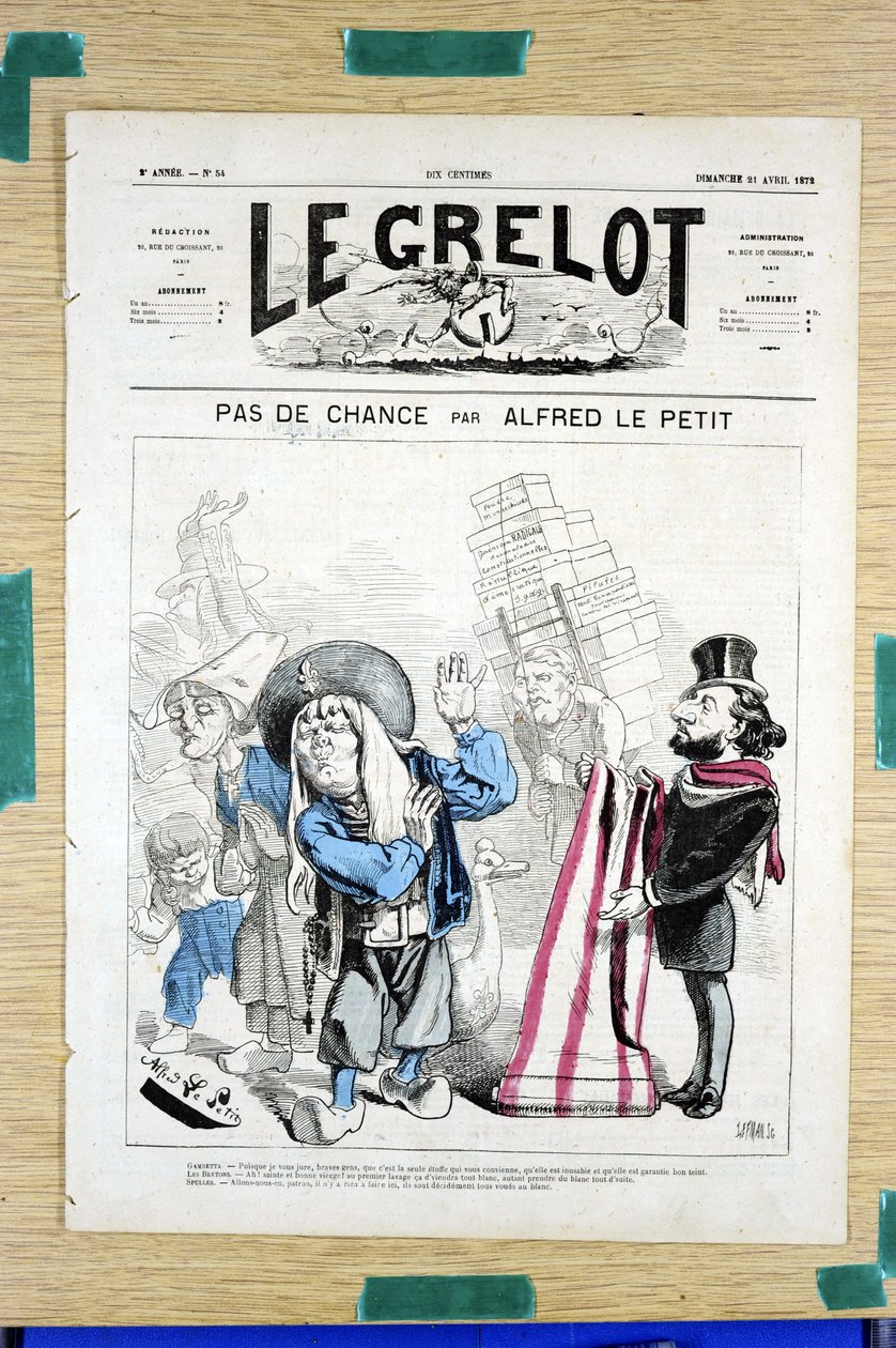 Copertina di "Le Grelot", numero 54, Satirico a Colori da Alfred Le Petit