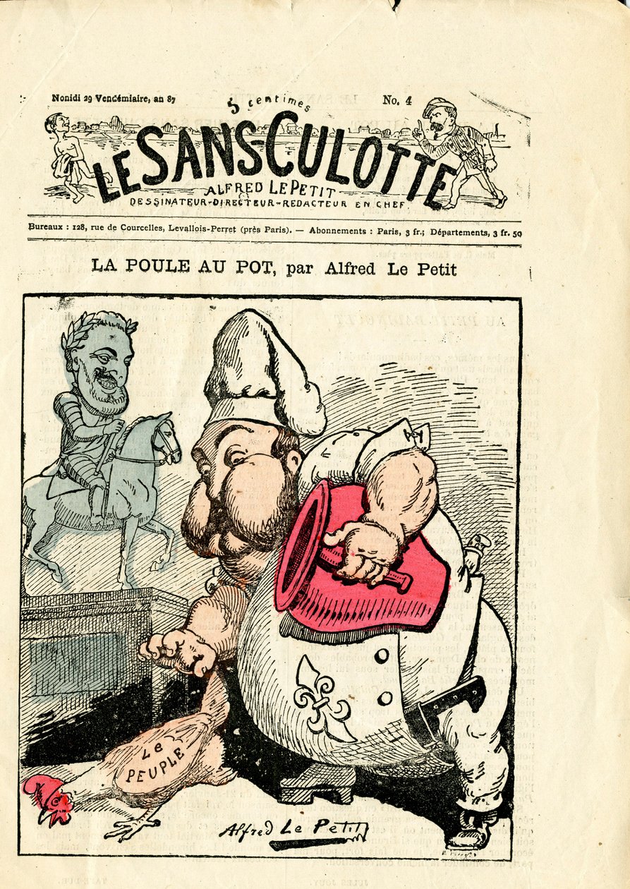 Copertina di "Le Sans-Panlotte", numero 4, Satirico a Colori da Alfred Le Petit