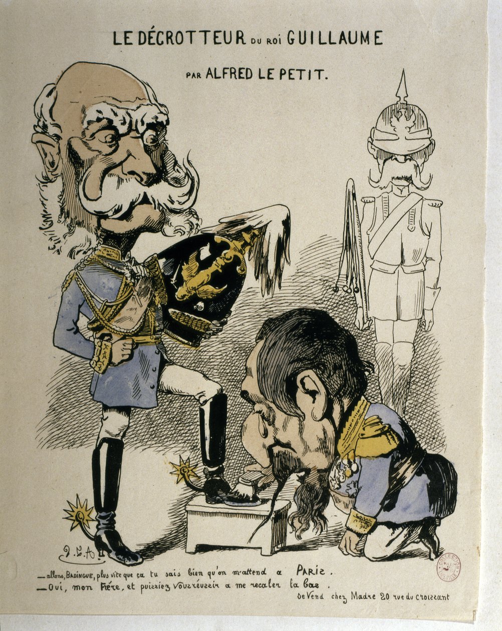 GUERRA FRANCO-PRUSSIANA: Caricatura di Guglielmo I di Prussia e Napoleone III di Francia da Alfred Le Petit