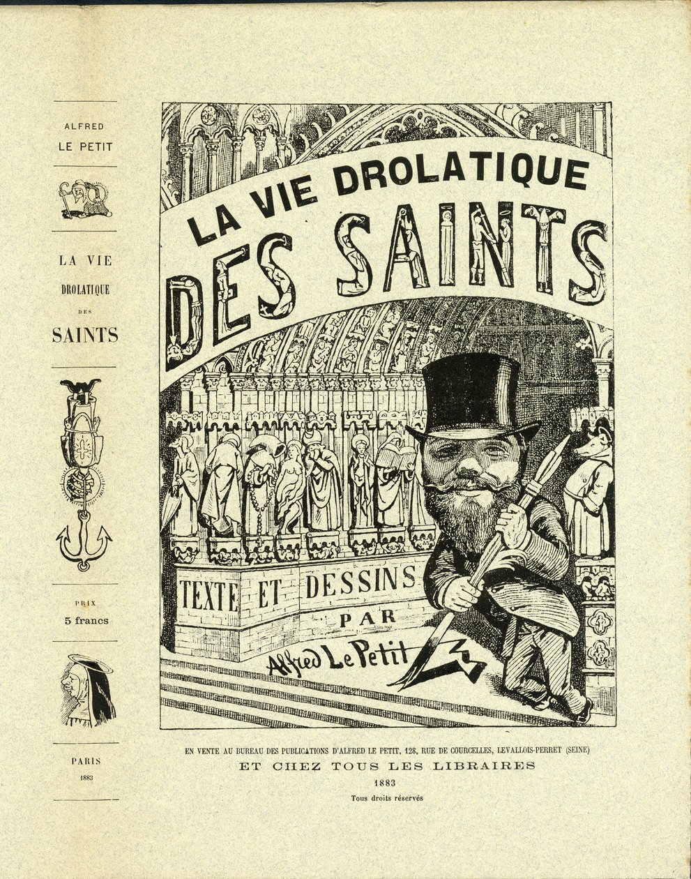 Illustrazione di Alfred Le Petit in La vita drolatica dei santi - Autoritratto da Alfred Le Petit
