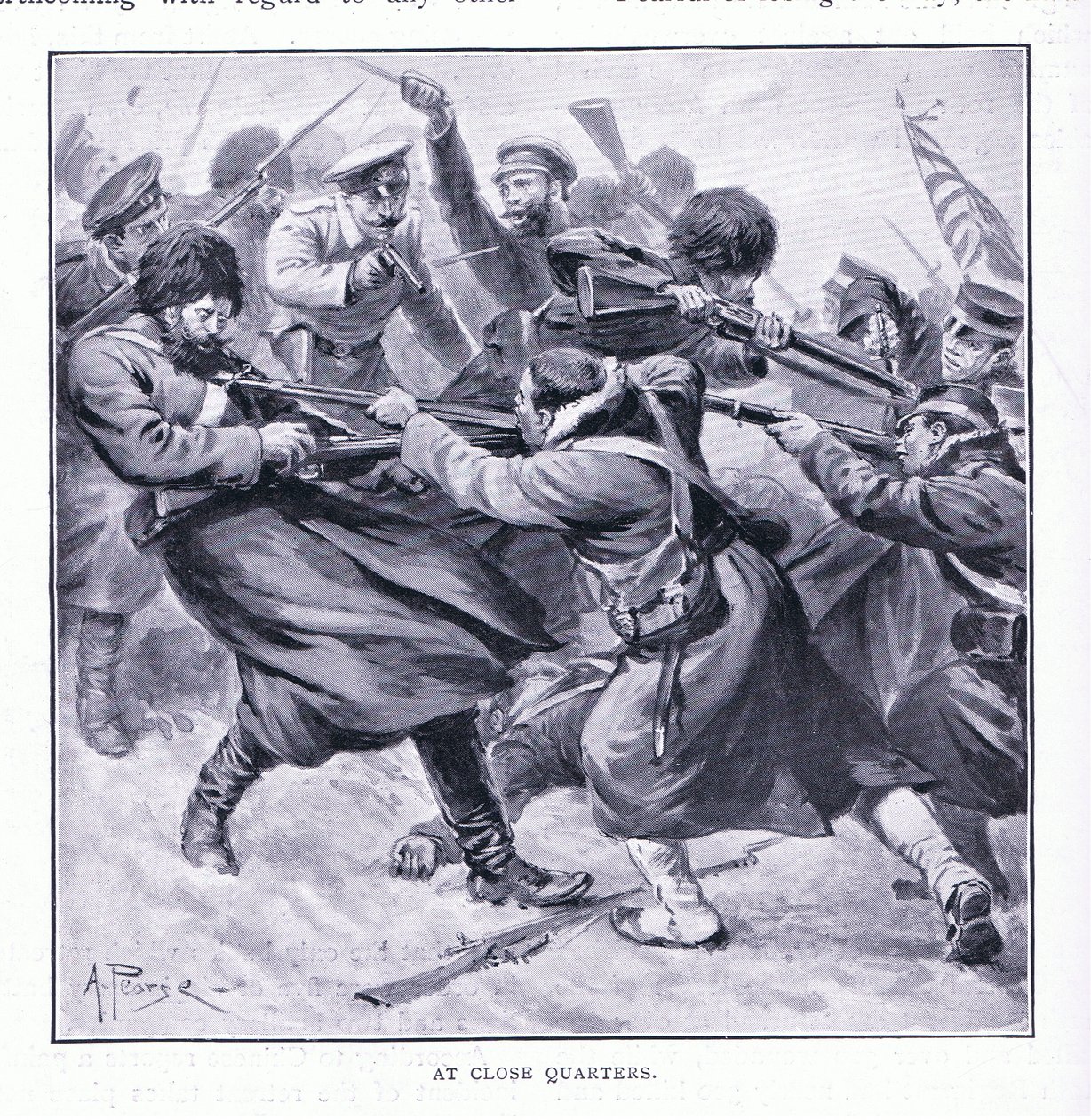 A distanza ravvicinata, illustrazione da Cassells History of the Russo-Japanese War Vol 1, c.1900 da Alfred Pearse
