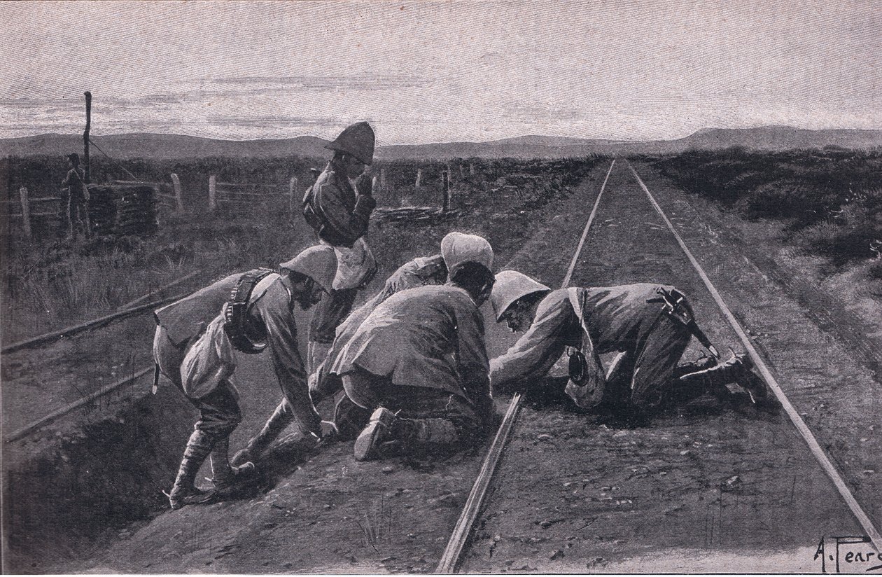 Le nostre truppe fanno saltare una ferrovia militare a nord di Bloemfontein da Alfred Pearse