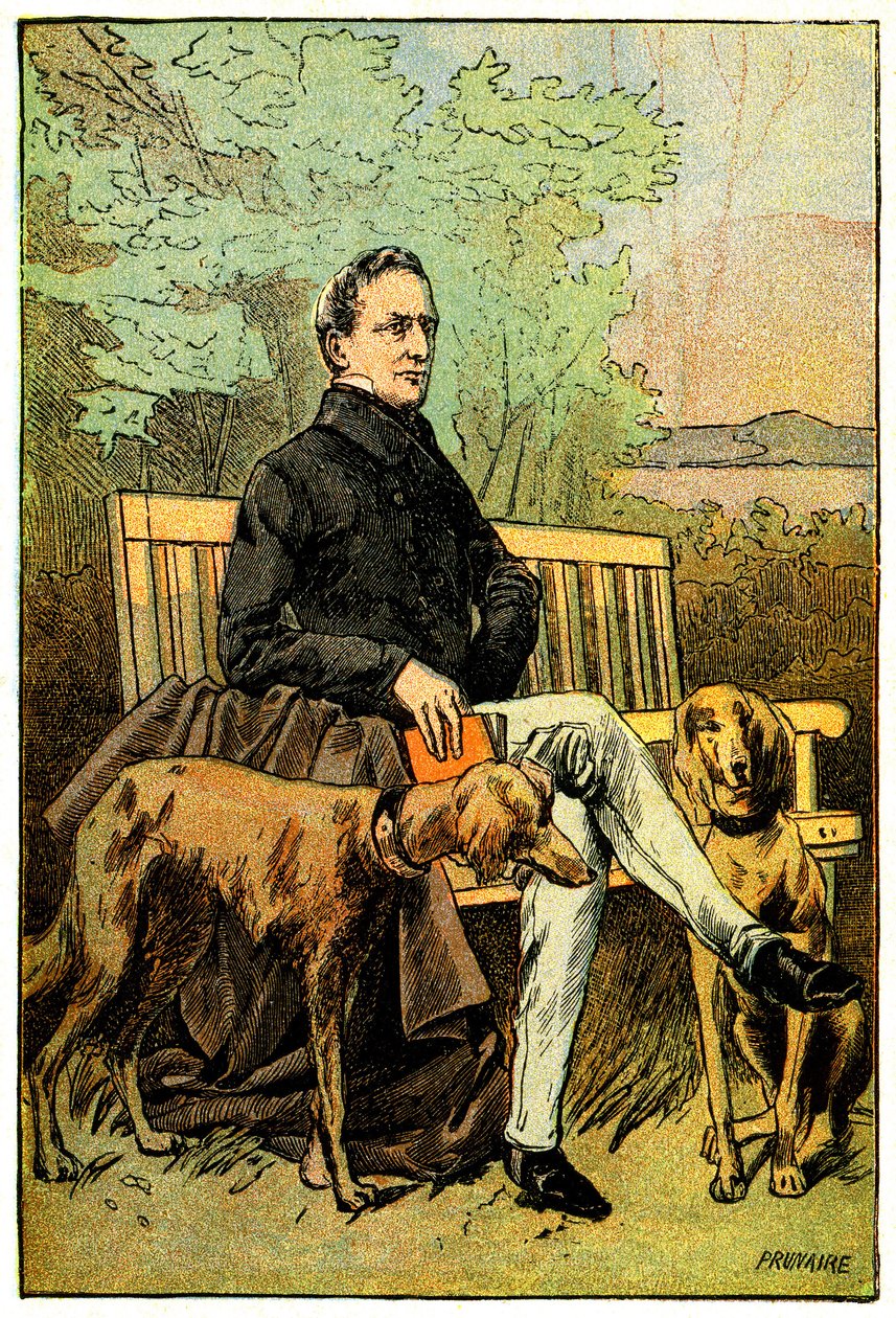 Il poeta Alphonse de Lamartine con i suoi cani da Alfred Prunaire